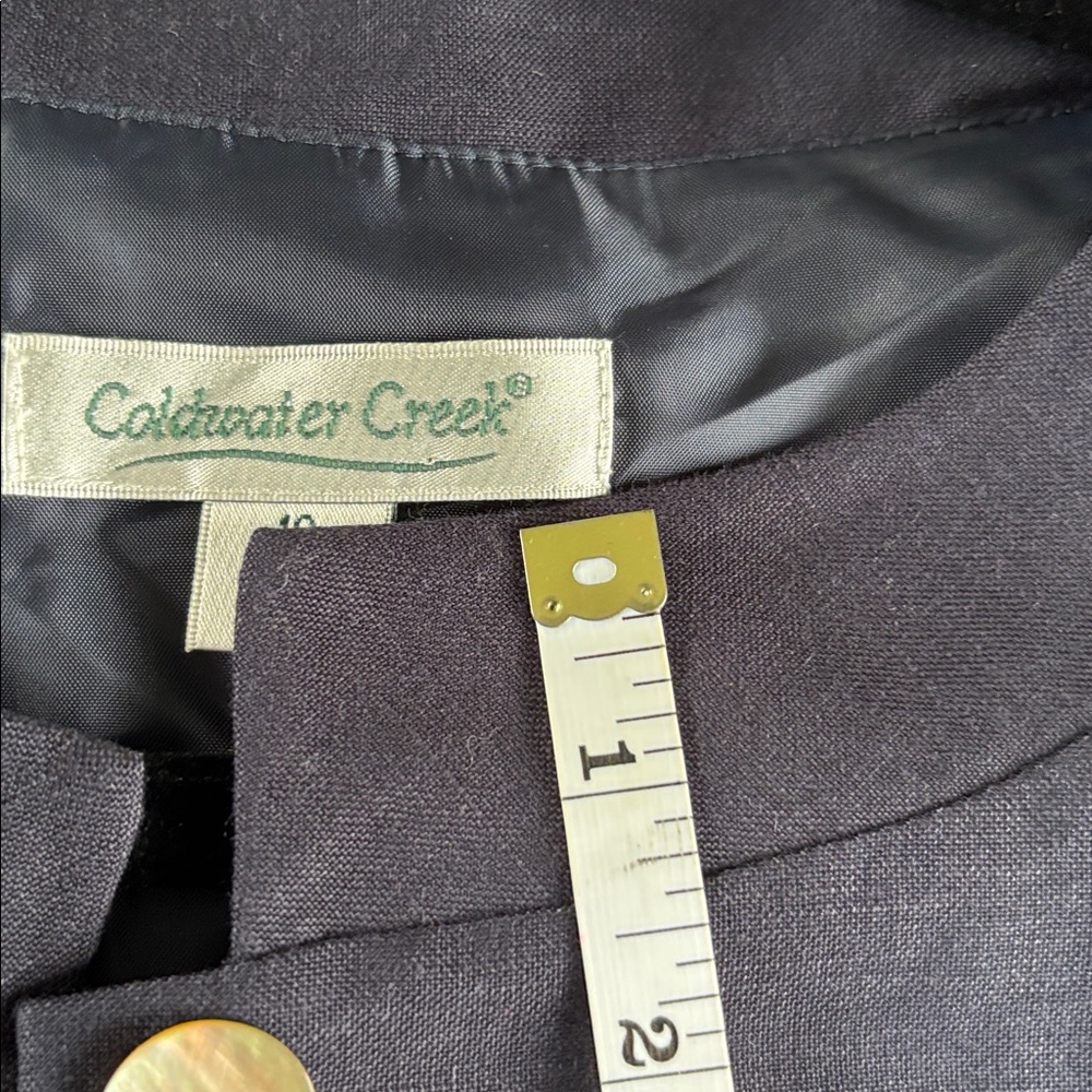 Navy Button-Front 3/4 Sleeve linen blend lined jacket. - Picture 16 of 16